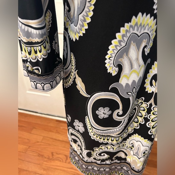 Laundry by Shelli Segal square neck blossom abstract print dress. 3/4 sleeve - Picture 5 of 16